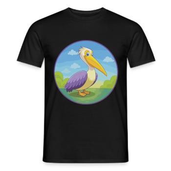 Pélican mignon Kawaii dessin animé Clipart Animal de compagnie - T-shirt homme - noir - Devant - AI Model Male 178 light (178cm)