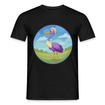 Crane Cute Kawaii Cartoon Clipart Animal Pet - Men's T-Shirt - black - Front - AI Model Male 178 light (178cm)