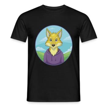 Coyote Cute Kawaii Cartoon Clipart Animal Pet - Men's T-Shirt - black - Front - AI Model Male 178 light (178cm)