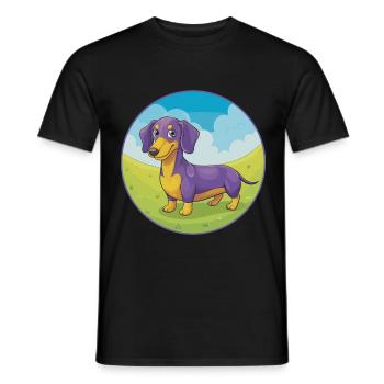 Dachshund Dog Cute Kawaii Cartoon Clipart Animal - Men's T-Shirt - black - Front - AI Model Male 178 light (178cm)