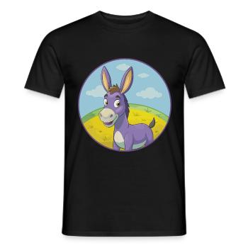 Esel Niedlich Kawaii Cartoon Clipart Tier Haustier - Männer T-Shirt - Schwarz - Vorne - AI Model Male 178 light (178cm)