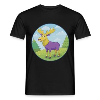 Elch süße Kawaii Cartoon Clipart Tier Haustier - Männer T-Shirt - Schwarz - Vorne - AI Model Male 178 light (178cm)