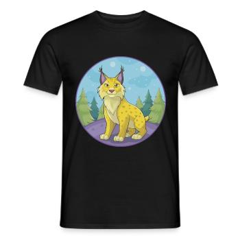 Luchs Niedliche Kawaii Cartoon Clipart Tier Haustier - Männer T-Shirt - Schwarz - Vorne - AI Model Male 178 light (178cm)