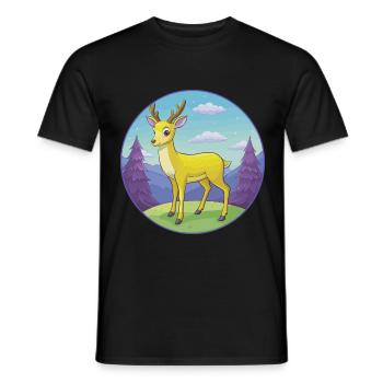 Deer Cute Kawaii Cartoon Clipart Animal Pet - Men's T-Shirt - black - Front - AI Model Male 178 light (178cm)