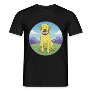 Labrador retriever chien mignon Kawaii dessin animé Animal - T-shirt homme - noir - Devant - AI Model Male 178 light (178cm)