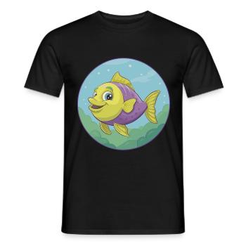 Fish Cute Kawaii Cartoon Clipart Animal Pet - Men's T-Shirt - black - Front - AI Model Male 178 light (178cm)