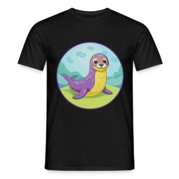 Siegel Niedliche Kawaii Cartoon Clipart Tier Haustier - Männer T-Shirt - Schwarz - Vorne - AI Model Male 178 light (178cm)