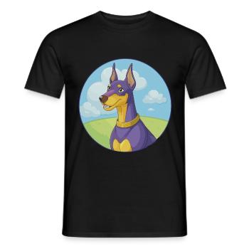 Deutscher Pinscher Hund Niedliches Kawaii Cartoon Tier Haustier - Männer T-Shirt - Schwarz - Vorne - AI Model Male 178 light (178cm)