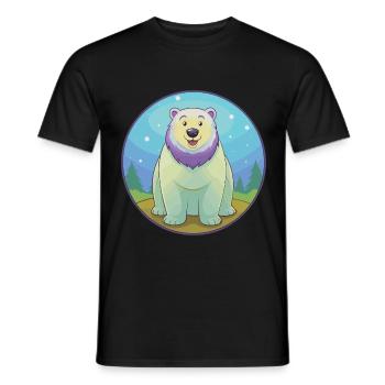 ours polaire mignon kawaii dessin animé clipart animal de compagnie - T-shirt homme - noir - Devant - AI Model Male 178 light (178cm)