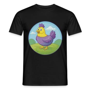 Poule mignon Kawaii dessin animé Clipart Animal de compagnie - T-shirt homme - noir - Devant - AI Model Male 178 light (178cm)