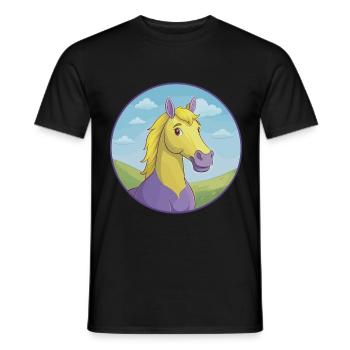 cheval mignon kawaii dessin animé clipart animal de compagnie - T-shirt homme - noir - Devant - AI Model Male 178 light (178cm)