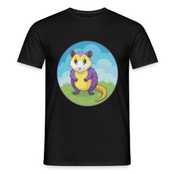Opossum mignon Kawaii dessin animé Clipart Animal de compagnie - T-shirt homme - noir - Devant - AI Model Male 178 light (178cm)