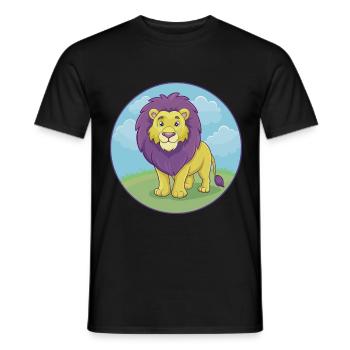 Lion mignon Kawaii dessin animé Clipart Animal de compagnie - T-shirt homme - noir - Devant - AI Model Male 178 light (178cm)