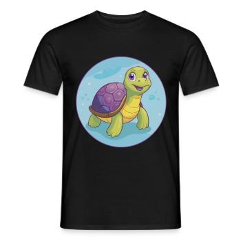Turtle Cute Kawaii Cartoon Clipart Animal Pet - Men's T-Shirt - black - Front - AI Model Male 178 light (178cm)