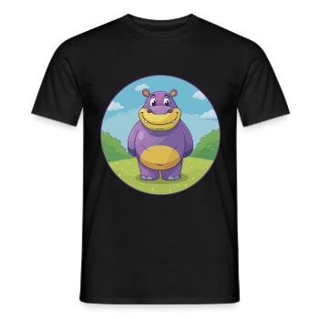 Hippo Cute Kawaii Cartoon Clipart Animal Pet - Men's T-Shirt - black - Front - AI Model Male 178 light (178cm)
