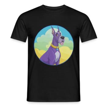 Dogue Allemand Chien Mignon Kawaii Dessin Animé Clipart Animal - T-shirt homme - noir - Devant - AI Model Male 178 light (178cm)