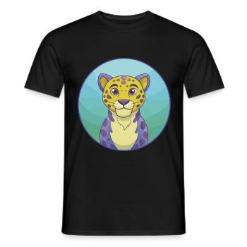 Leopard Cute Kawaii Cartoon Clipart Animal Pet - Men's T-Shirt - black - Front - AI Model Male 178 light (178cm)