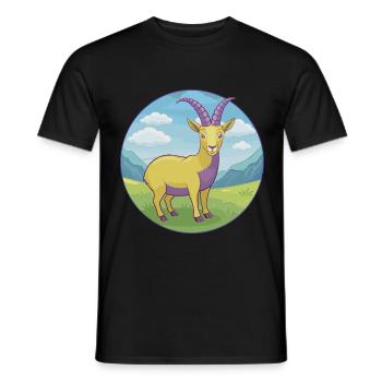 Steinbock Niedliche Kawaii Cartoon Clipart Tier Haustier - Männer T-Shirt - Schwarz - Vorne - AI Model Male 178 light (178cm)
