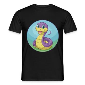 Serpent Mignon Kawaii Dessin animé Clipart Animal Animal de compagnie - T-shirt homme - noir - Devant - AI Model Male 178 light (178cm)