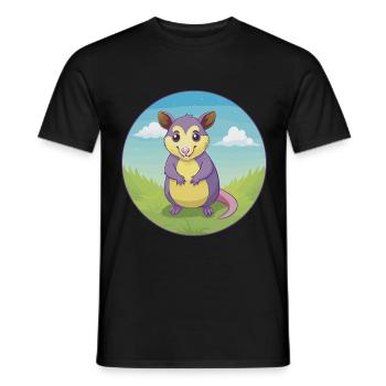 opossum mignon kawaii dessin animé clipart animal de compagnie - T-shirt homme - noir - Devant - AI Model Male 178 light (178cm)