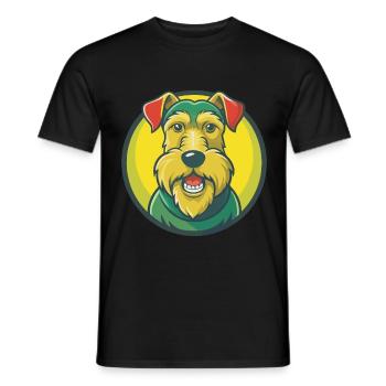 Airedale Terrier Chien Mignon Kawaii Dessin animé Animal - T-shirt homme - noir - Devant - AI Model Male 178 light (178cm)