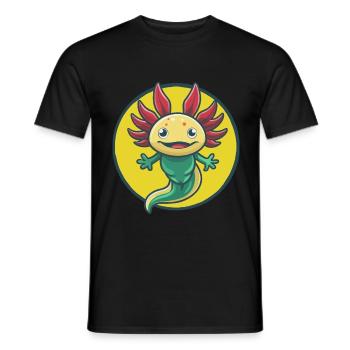 axolotl mignon kawaii dessin animé clipart animal de compagnie - T-shirt homme - noir - Devant - AI Model Male 178 light (178cm)