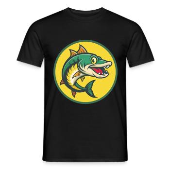 Barracuda Mignon Kawaii Dessin animé Clipart Animal de compagnie - T-shirt homme - noir - Devant - AI Model Male 178 light (178cm)