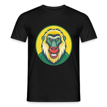 Babouin Mignon Kawaii Dessin animé Clipart Animal de compagnie - T-shirt homme - noir - Devant - AI Model Male 178 light (178cm)