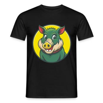 Sanglier Mignon Kawaii Dessin animé Clipart Animal de compagnie - T-shirt homme - noir - Devant - AI Model Male 178 light (178cm)