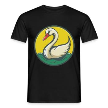 cygne mignon kawaii dessin animé clipart animal de compagnie - T-shirt homme - noir - Devant - AI Model Male 178 light (178cm)