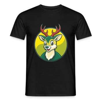 Deer Cute Kawaii Cartoon Clipart Pet Animal - Men's T-Shirt - black - Front - AI Model Male 178 light (178cm)