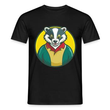 blaireau mignon kawaii dessin animé clipart animal de compagnie - T-shirt homme - noir - Devant - AI Model Male 178 light (178cm)
