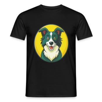 Border Collie Hund Niedliches Kawaii Cartoon Haustier Tier - Männer T-Shirt - Schwarz - Vorne - AI Model Male 178 light (178cm)
