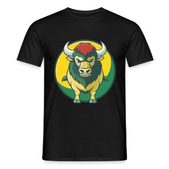 Bison Cute Kawaii Cartoon Clipart Pet Animal - Men's T-Shirt - black - Front - AI Model Male 178 light (178cm)