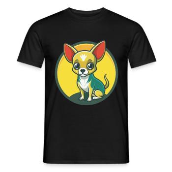 Chihuahua Dog Cute Kawaii Cartoon Clipart Animal - Men's T-Shirt - black - Front - AI Model Male 178 light (178cm)