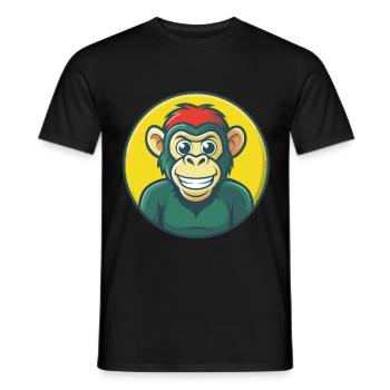 Bonobo Cute Kawaii Cartoon Clipart Pet Animal - Men's T-Shirt - black - Front - AI Model Male 178 light (178cm)