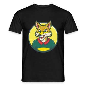 Coyote Cute Kawaii Cartoon Clipart Pet Animal - Men's T-Shirt - black - Front - AI Model Male 178 light (178cm)