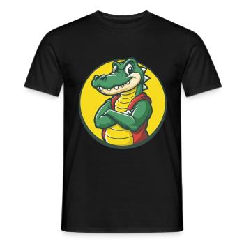 Crocodile Mignon Kawaii Dessin animé Clipart Animal de compagnie - T-shirt homme - noir - Devant - AI Model Male 178 light (178cm)