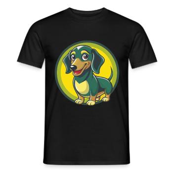 Dachshund Dog Cute Kawaii Cartoon Clipart Animal - Men's T-Shirt - black - Front - AI Model Male 178 light (178cm)