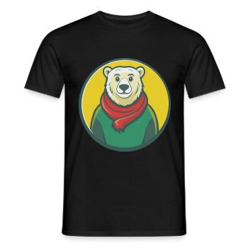 ours polaire mignon kawaii dessin animé clipart animal de compagnie - T-shirt homme - noir - Devant - AI Model Male 178 light (178cm)
