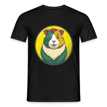Cochon d’Inde Mignon Kawaii Dessin animé Clipart Animal de compagnie - T-shirt homme - noir - Devant - AI Model Male 178 light (178cm)