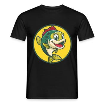 Fish Cute Kawaii Cartoon Clipart Pet Animal - Men's T-Shirt - black - Front - AI Model Male 178 light (178cm)