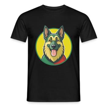 German Shepherd Dog Cute Kawaii Cartoon Pet Animal - Men's T-Shirt - black - Front - AI Model Male 178 light (178cm)