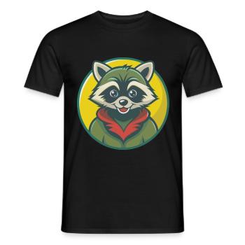 raton laveur mignon Kawaii dessin animé Clipart animal de compagnie - T-shirt homme - noir - Devant - AI Model Male 178 light (178cm)
