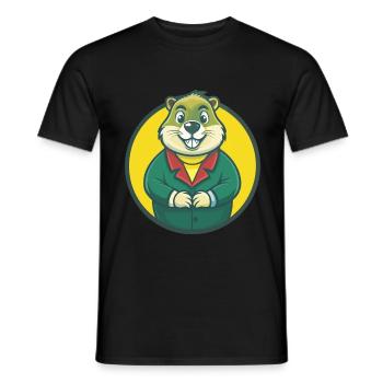 Groundhog Cute Kawaii Cartoon Clipart Pet Animal - Men's T-Shirt - black - Front - AI Model Male 178 light (178cm)