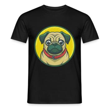 Carlin Chien Mignon Kawaii Dessin animé Clipart Animal de compagnie - T-shirt homme - noir - Devant - AI Model Male 178 light (178cm)