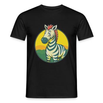 Zebra Cute Kawaii Cartoon Clipart Pet Animal - Men's T-Shirt - black - Front - AI Model Male 178 light (178cm)
