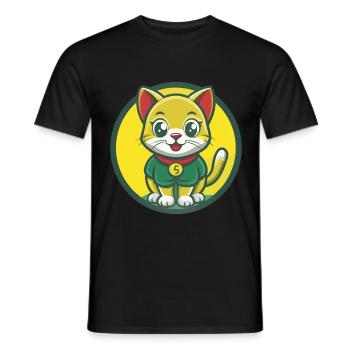 Kitten Cute Kawaii Cartoon Clipart Pet Animal - Men's T-Shirt - black - Front - AI Model Male 178 light (178cm)