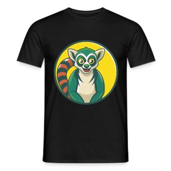 Lemur Cute Kawaii Cartoon Clipart Pet Animal - Men's T-Shirt - black - Front - AI Model Male 178 light (178cm)