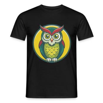 Owl Cute Kawaii Cartoon Clipart Pet Animal - Men's T-Shirt - black - Front - AI Model Male 178 light (178cm)